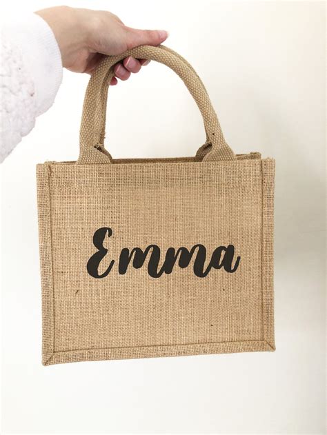 Small Personalised Jute Bag Tote Bag Personalised Jute Bag Etsy