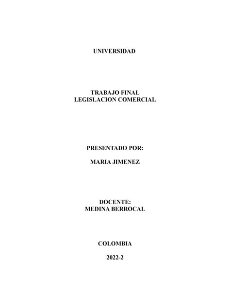 Trabajo Final Legislacion Comercial Universidad Trabajo Final Legislacion Comercial Presentado