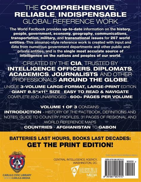 The Official Cia World Factbook Volume 1 Full Size 2018 Edition Carlile Media