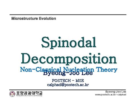 Microstructure Evolution Spinodal Decomposition NonClassical Nucleation ...