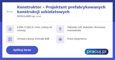 Oferta Pracy Konstruktor Projektant Prefabrykowanych Konstrukcji