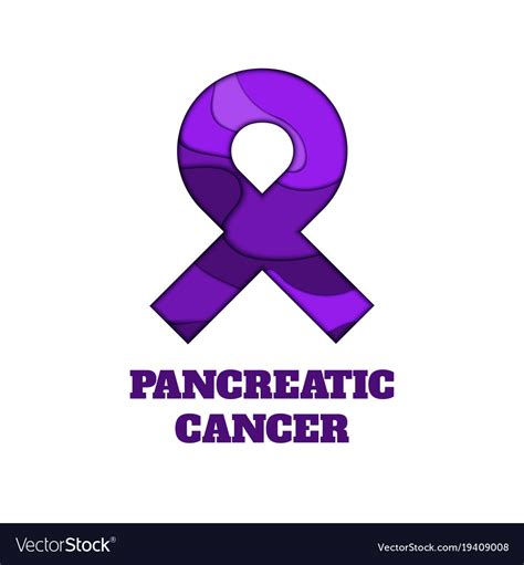 Pancreatic Cancer Awareness Papercut Ribbon Vector Image