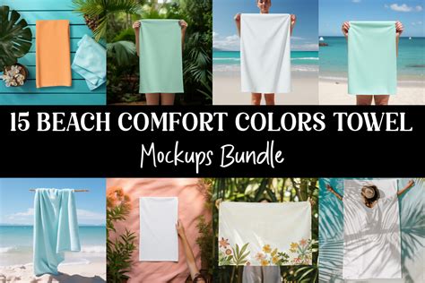 Comfort Colors Beach Towel Mockup Bundle Graphic By Mockupshouse