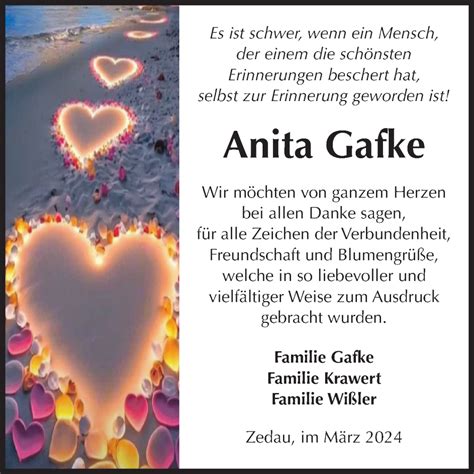 Traueranzeigen Von Anita Gafke Abschied Nehmen De