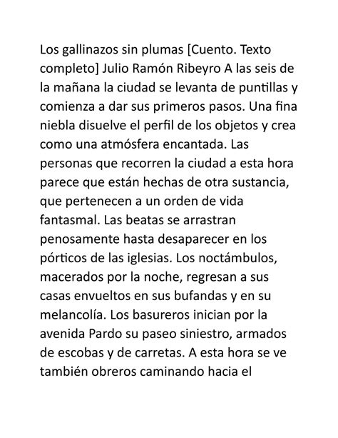 Los gallinazos sin plumas Texto completo Julio Ramón Ribeyro A las