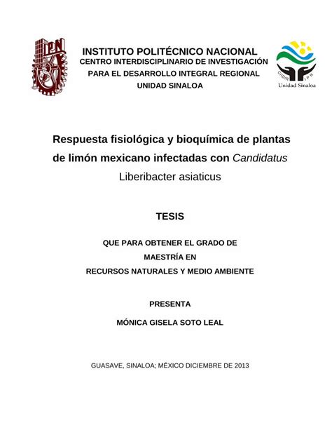 Pdf Respuesta Fisiol Gica Y Bioqu Mica De Plantas De Lim N Pdfslide Net