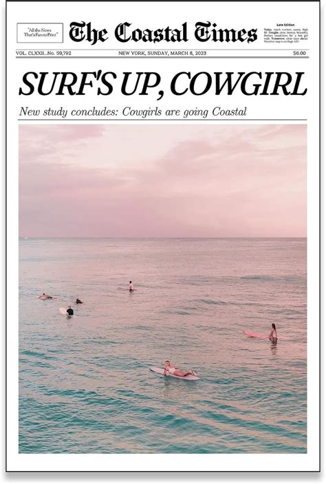 VERENIX Coastal Cowgirl Beach Canvas Wall Art Print Surfer Girl Poster