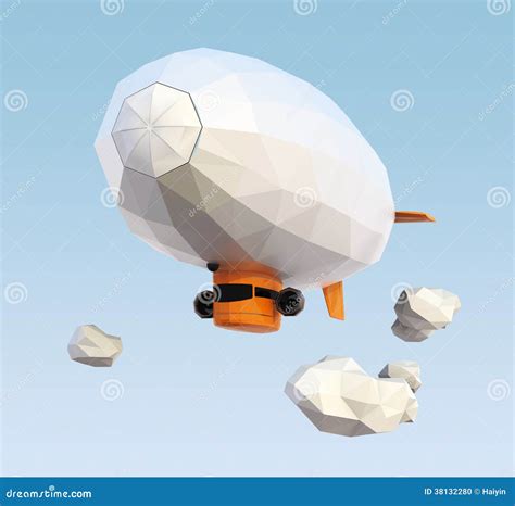 Low Poly Blimp Flying In The Sky Stock Photo Image Of Hover Banner