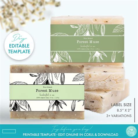 Three Bar Soaps With Labels On Them And Some Flowers In The Background