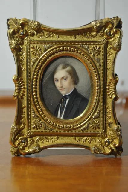 Tableau Peinture Miniature Ancienne Si Cle Xix Portait Jeune Homme