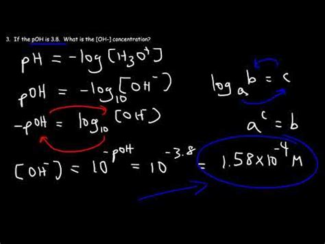 Ph Poh H O Oh Kw Ka Kb Pka And Pkb Basic Calculations Acids