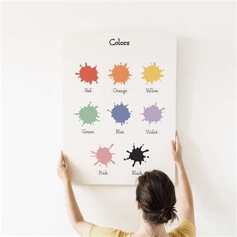 Colors Educational Poster Colors Clasroom Poster Preschool Learning Printable Digital