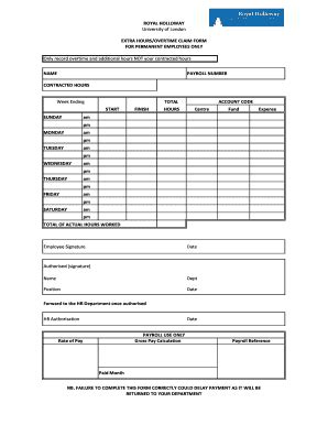 Overtime Claim Form Fill And Sign Printable Template Online