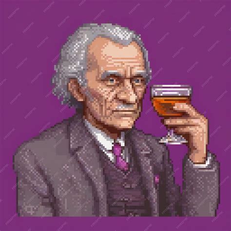 pixel art depiction   gentleman   suit elegantly holding