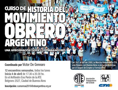 Vuelve El Curso De Historia Del Movimiento Obrero Argentino Cta