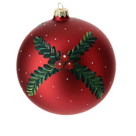 Boule de Noël verre soufflé rouge Père Noël et sapin 150 mm vente en