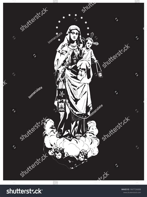 Our Lady Mt Carmel Illustration Virgin Stock Vector (Royalty Free