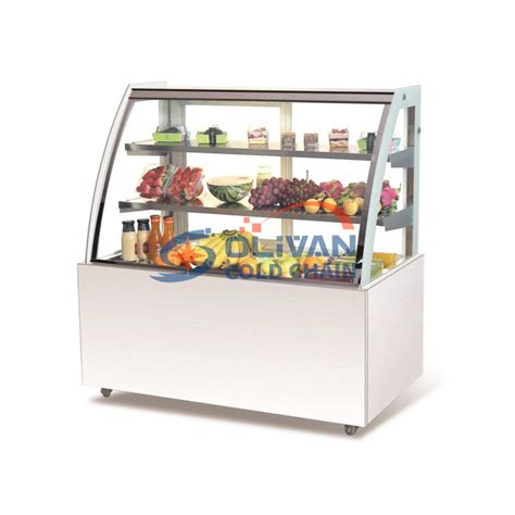 Large Capacity Arc Glass LED Display Commercial Cake Display Fridge