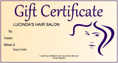 Free Hair Salon Gift Certificate Template Gift Template Gift