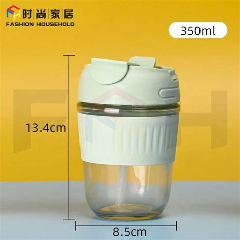 Glass Straw Cup Coffee Mug With Lid Tumbler Hot Cold Milk Tea Cup Water Bottles 450ml Lazada PH