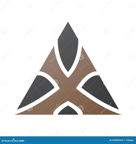 Brown And Black Triangle Shaped Letter X Icon Stock Vector