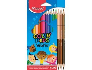 LAPIZ COLOR MAPED COLOR PEPS WORLD CAJA 12 3 UDS Oca Didó