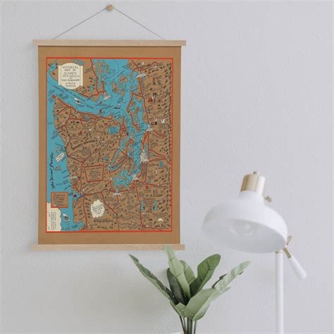 Framed Puget Sound Map - Etsy