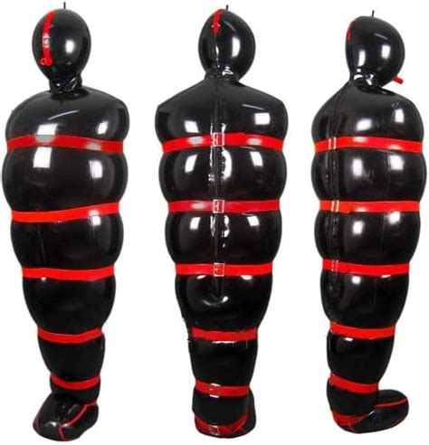 Sexy Full Body Black Latex Catsuit Inflatable Sleeping Sack