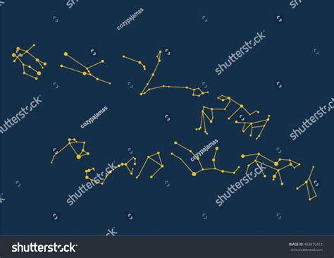 Vector Sky Map Constellations Zodiac Constellations Stock Vector Royalty Free 493875412