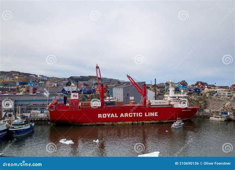 Container Ship In Ilulissat Harbor Greenland Editorial Photo Image