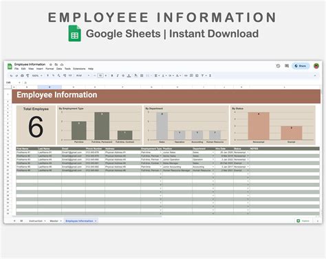 Google Sheets - Employee Information - Earthy – kjunstudio