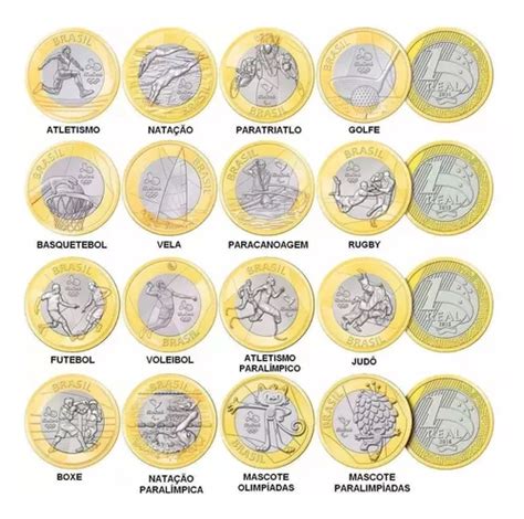 Coleção Completa 16 Moedas Das Olimpíadas 2016 Flor De Cunho