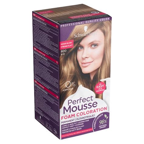 Schwarzkopf Perfect Mousse Hair Color Medium Blonde 800 (8-0) - Tesco ...