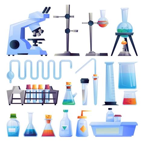 Premium Vector Chemical Laboratory Glassware Equipment Icons Set