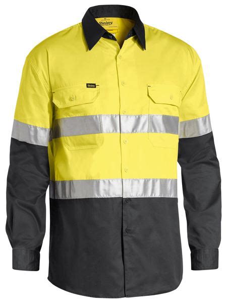 3m Taped Cool Long Sleeve Hi Vis Shirt Bisley Lightweight Safetywear