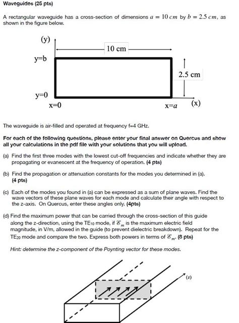 Solved Waveguides 25 Pts A Rectangular Waveguide Has A