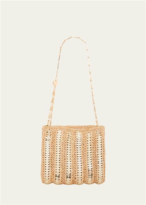 Rabanne Sac Disc Link Raffia Shoulder Bag Bergdorf Goodman