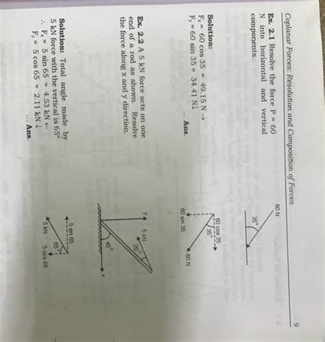 Coplanar Forces: Resolution and Composition of Forces 9 Ex. 2.1 Resolve t..