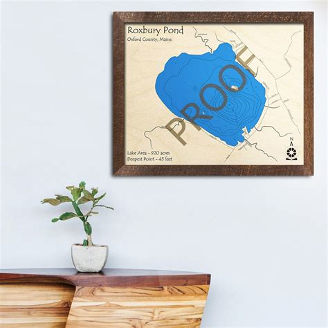 Roxbury Pond, Maine 3D Wood Map Custom Nautical Map, Unique Cabin Decor, 3D Wood Chart, Nautical ...