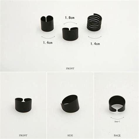 3PCS Gifts Women Fashion Band Midi Punk Black Stack Plain Above Knuckle