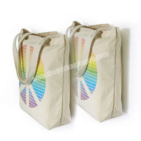 Custom logo printed standard size cotton tote bag with length handle