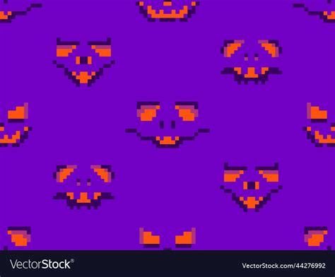 Halloween Scary Face With Glowing Eyes In Pixel Vector Image