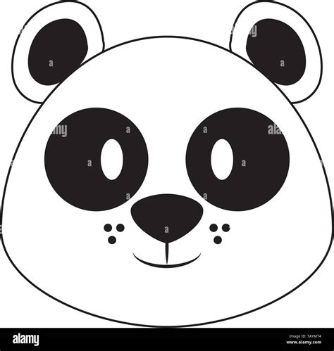 Panda head wildlife cute animal cartoon in black and white Stock Vector ...