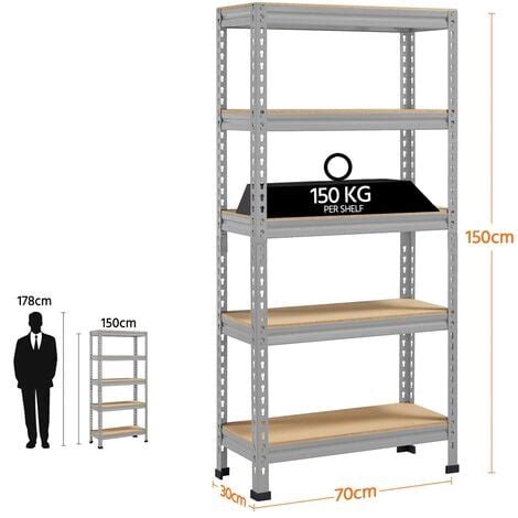 Yaheetech Scaffale Scaffalatura Garage In Metallo 150x70x30 Cm