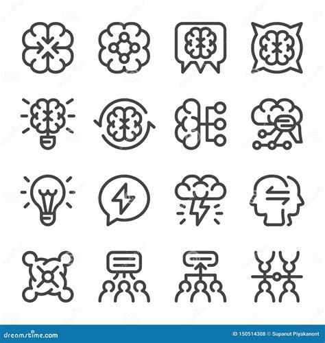 Brainstorm Icon Set Stock Vector Illustration Of Editable