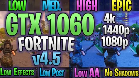 GTX 1060 Performance On Fortnite Low Med High Epic Comp 1080p