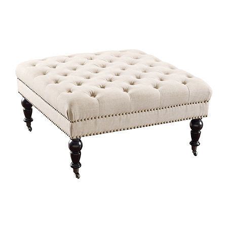 Isabelle Square Tufted Ottoman, One Size , White | Tufted ottoman, Square ottoman, Upholstered ...