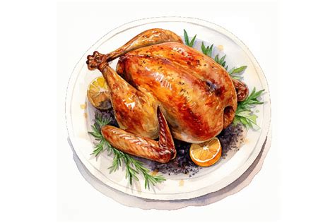 Watercolor Roasted Turkey - Thanksgiving Graphic by ANE · Creative Fabrica