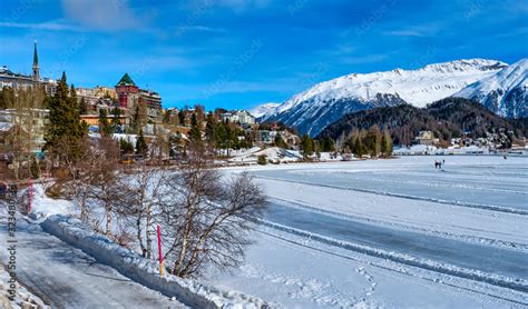 Sankt Moritz Und St Moritzersee Stock Photo Adobe Stock