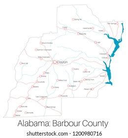 Detailed Map Barbour County Alabama Usa Stock Vector Royalty Free